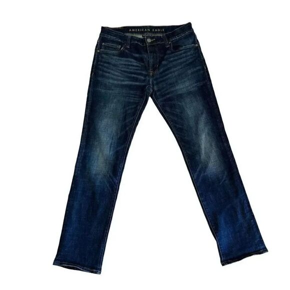 American Eagle Mens Jeans Slim Straight Leg Blue Denim Dark Wash  SZ 32 #1924 - Picture 1 of 13